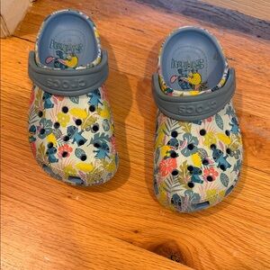 CROCS Kids Floral Slippers - Blue and Yellow